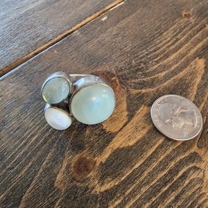 Silpada Green and Silver ring size 10